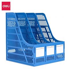 得力（deli）9847三联文件框 蓝色（只）适用于办公，报告，会议，学习