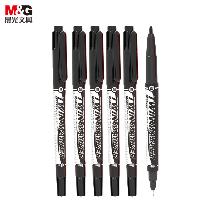 晨光（M&G）XPMV7403记号笔小双头勾线笔 1.0mm 蓝色 12支/盒（盒）适用于绘画书写办公