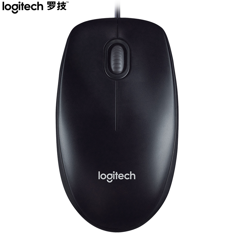 罗技（Logitech）M90有线光电鼠标电脑笔记本左右手通用对称鼠标 黑色