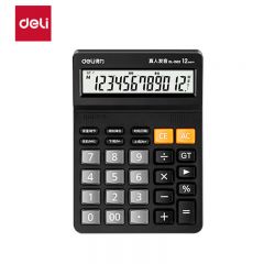 得力（deli） 12位财务商超通用语音计算机 桌面语音计算器 学生/办公口算 黑色1502