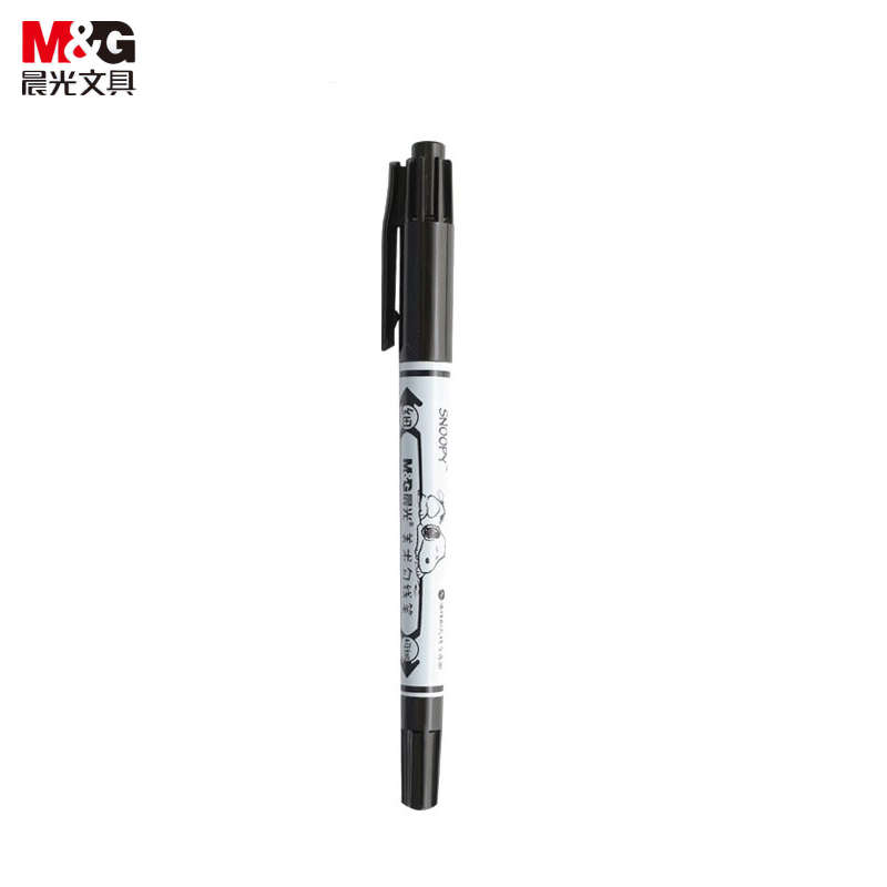 晨光（M&G） SPM21302文具中小学生办公双头记号笔史努比海洋风勾线笔黑色