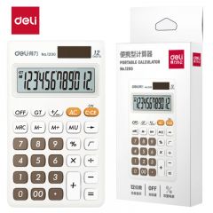 得力（deli）1200便携型计算器12位数宽屏显数清晰方便阅读(白色)(台)