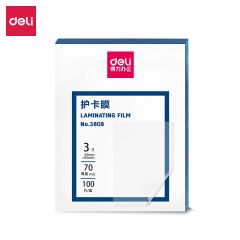 得力（deli） 3808护卡膜65*95mm 70mic 3寸 100张/包过塑机塑封机膜过塑膜 优质专用护卡膜/塑封膜