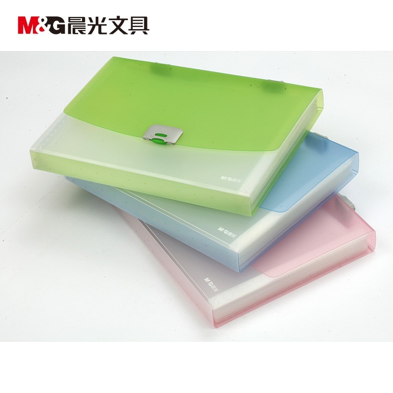 晨光（M&G）AWT90961文件包 办公手提风琴包 资料包 学生试卷分类收纳包 透明单个装 颜色随机