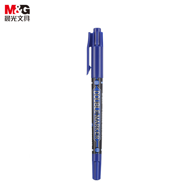 晨光（M&G） MG2130双头记号笔蓝色勾线笔油性笔防水不易掉色